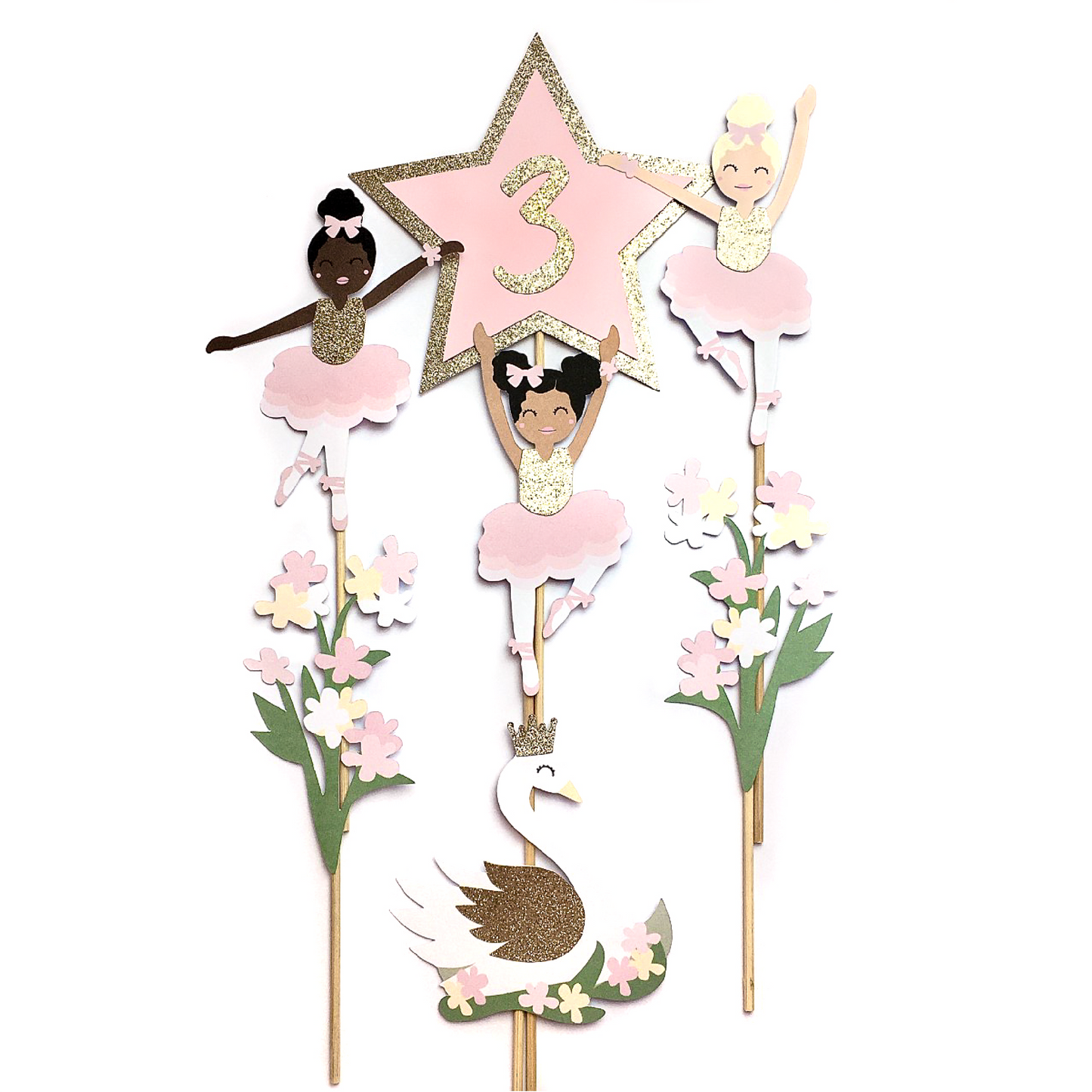 Ballerina & Swan Cake Topper Set