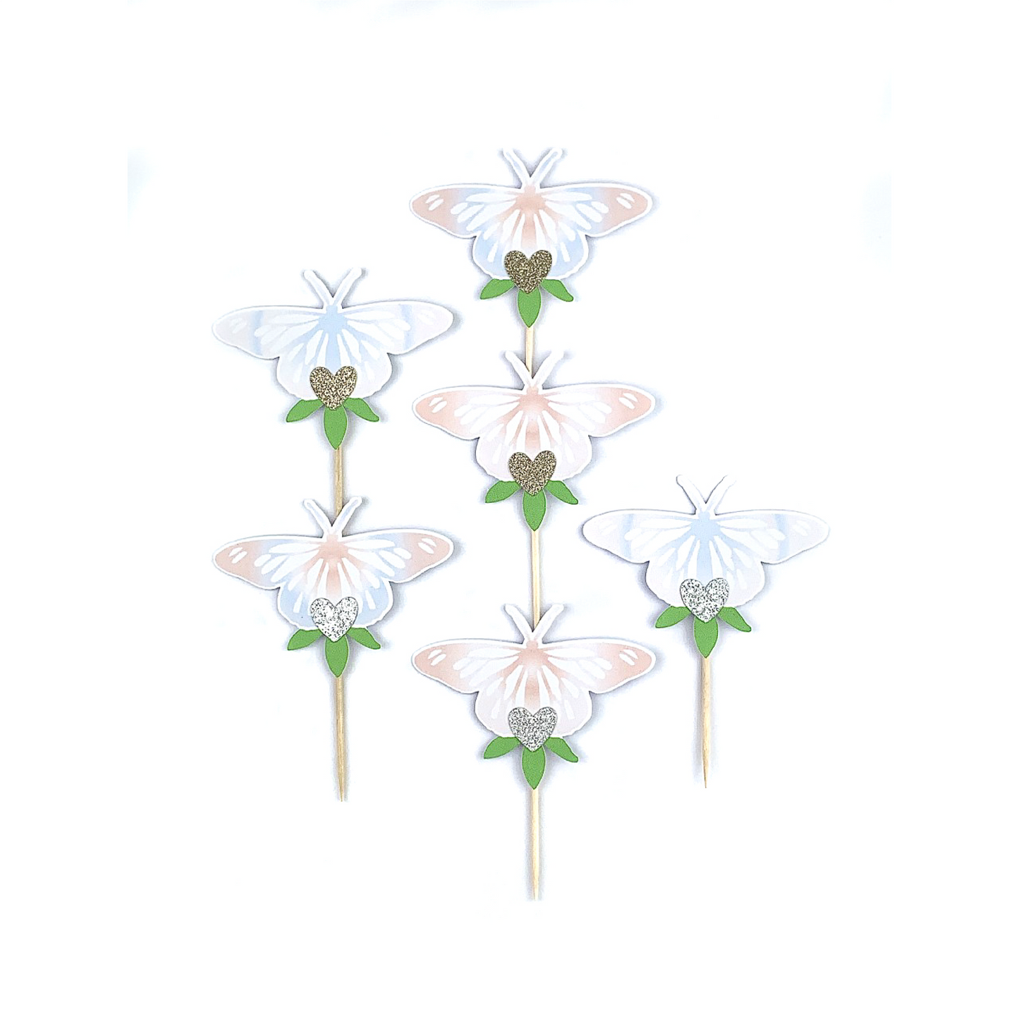 Butterfly Heart Cupcake toppers - 12pk