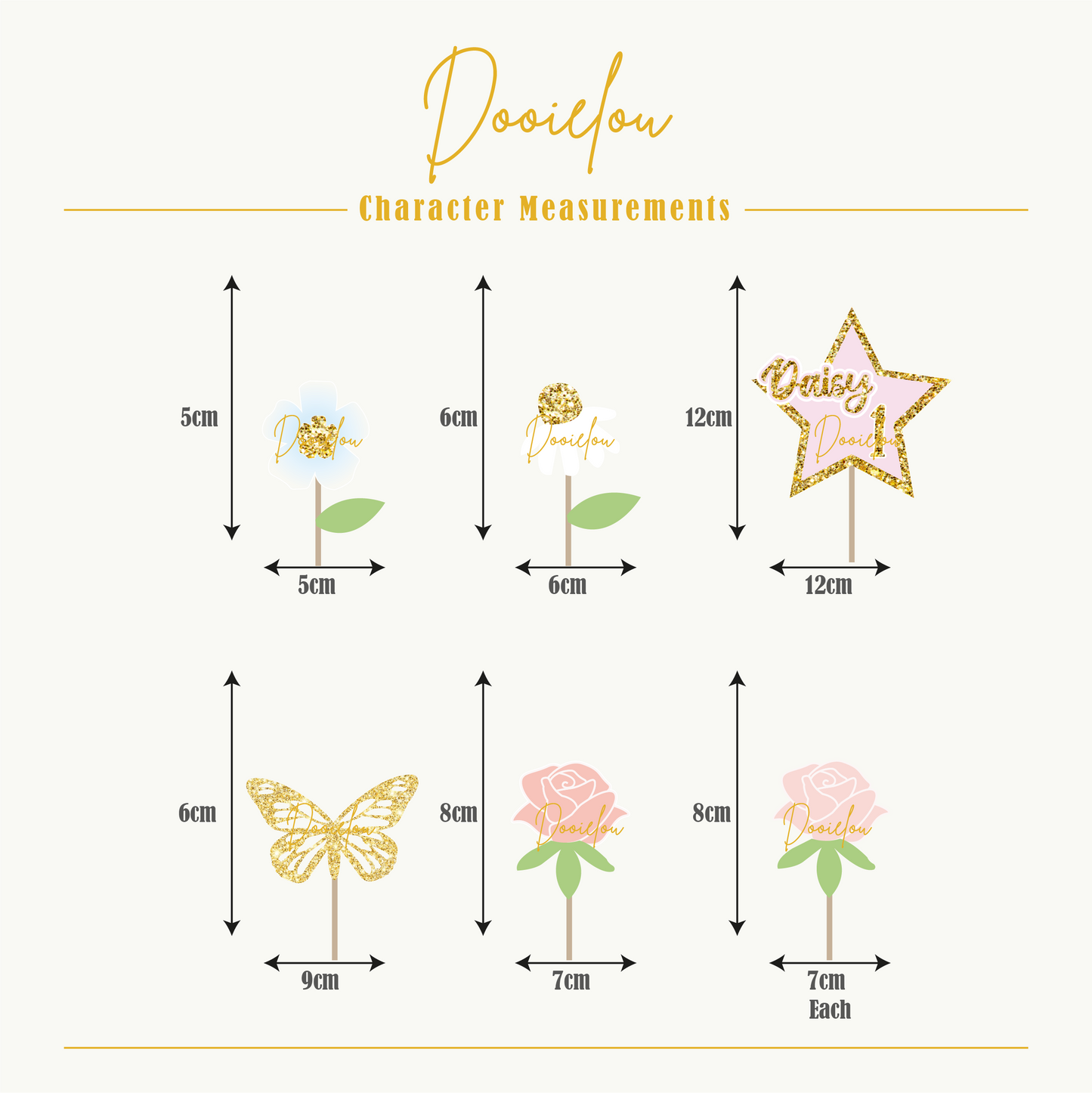 Flower and Butterfly Cake Topper Set