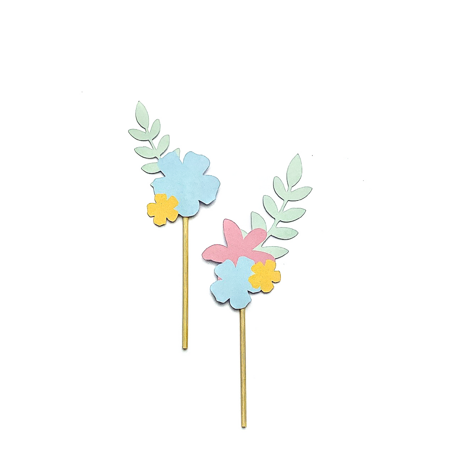 Summer Blossom Flower Cake Toppers - 2pk
