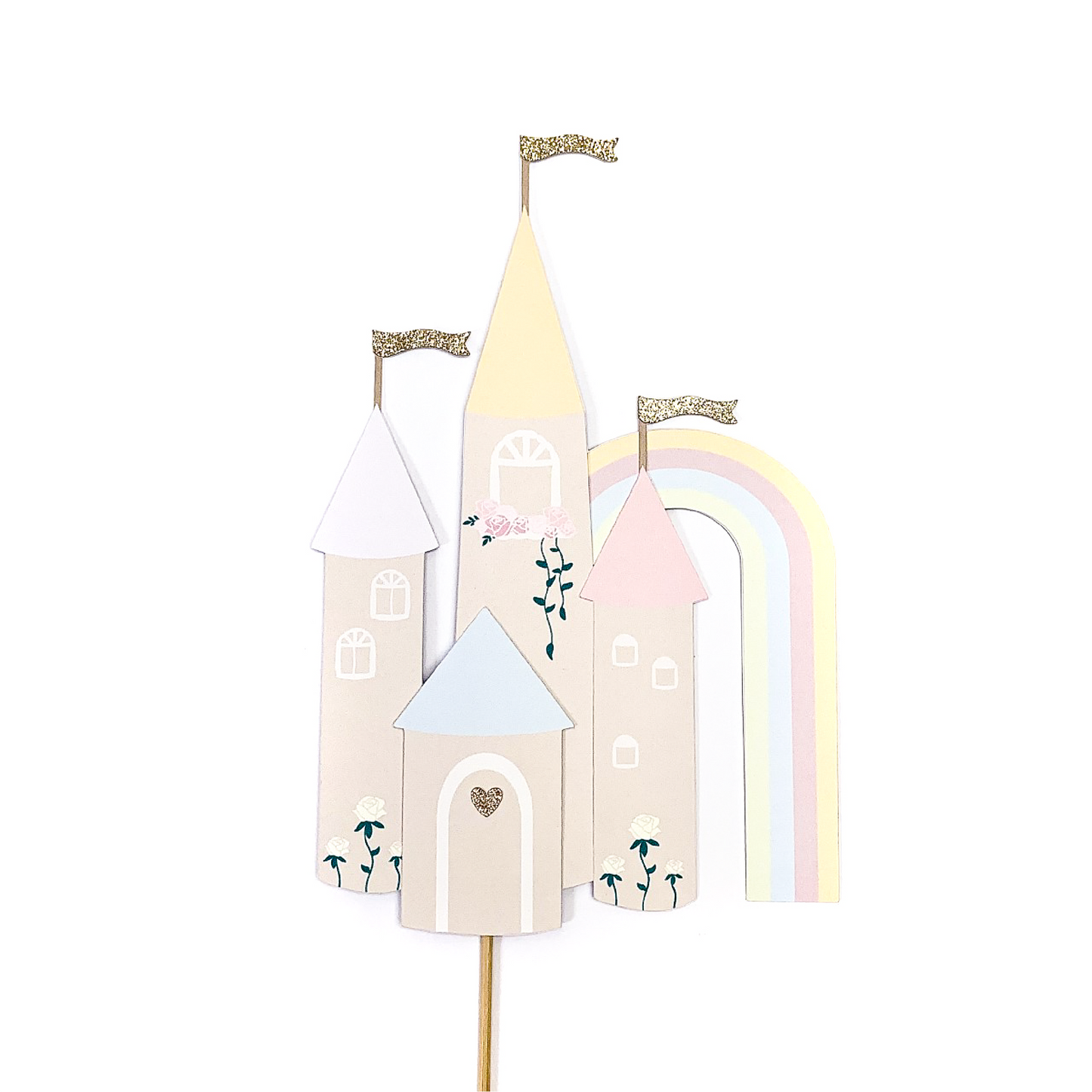 Castle Cake Topper With Rainbow