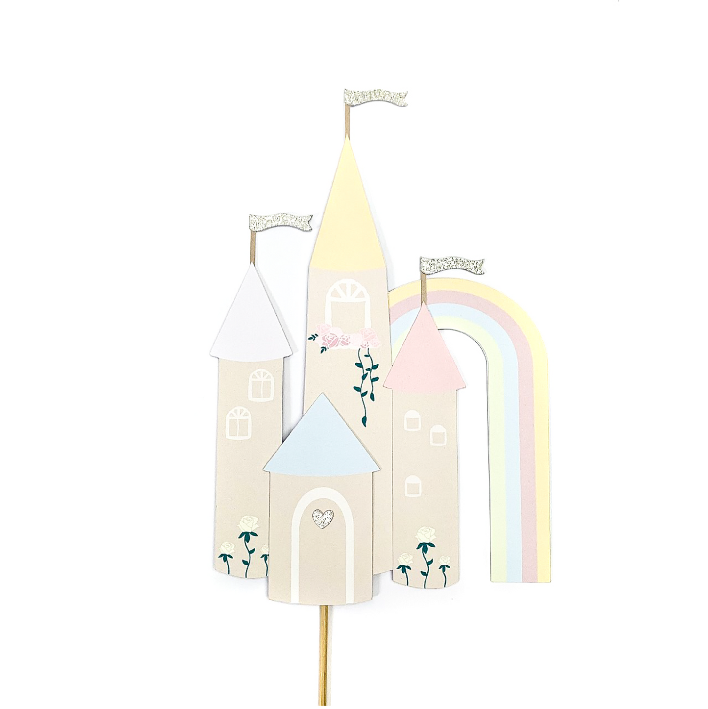 Castle Cake Topper With Rainbow