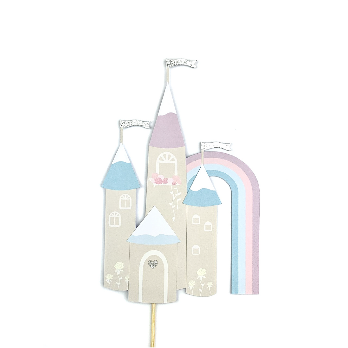Winter Castle Cake Topper with Rainbow