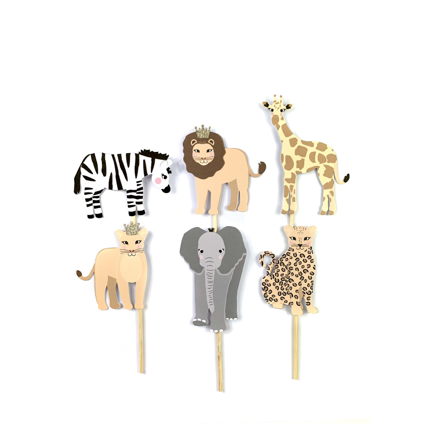 Cute Baby Animal Cake Topper Set - 6pk