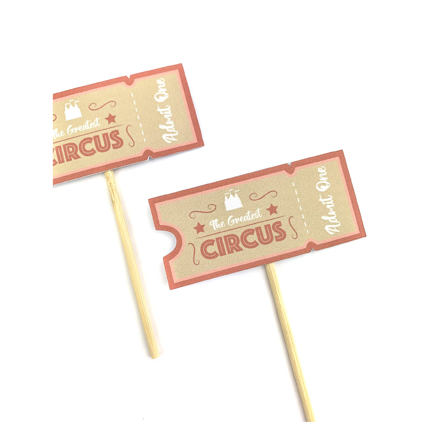Red Circus Ticket Cake Toppers