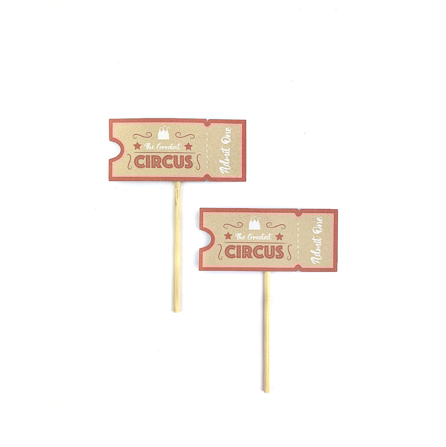 Red Circus Ticket Cake Toppers