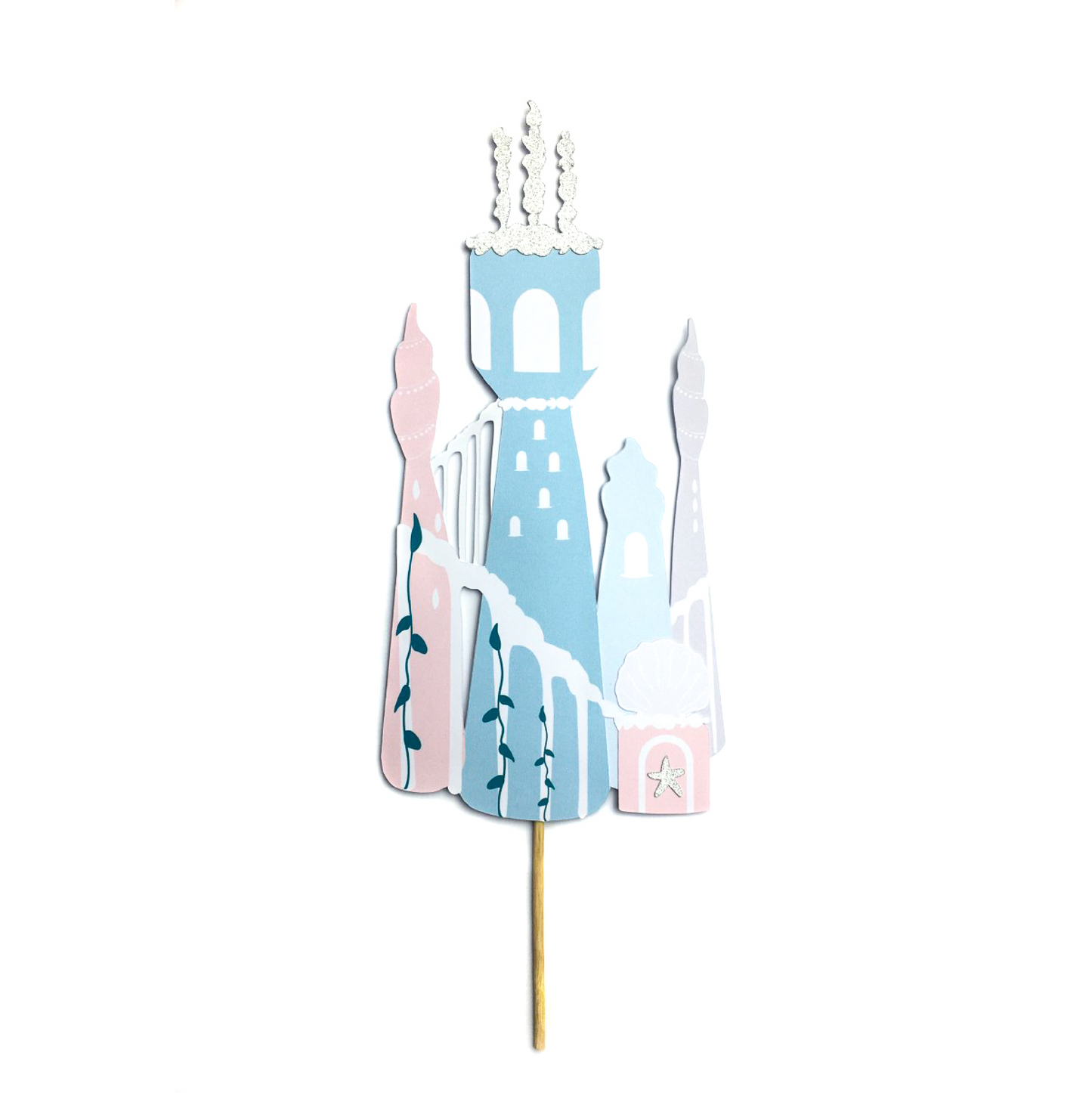 Coral Mermaid Castle Cake Topper