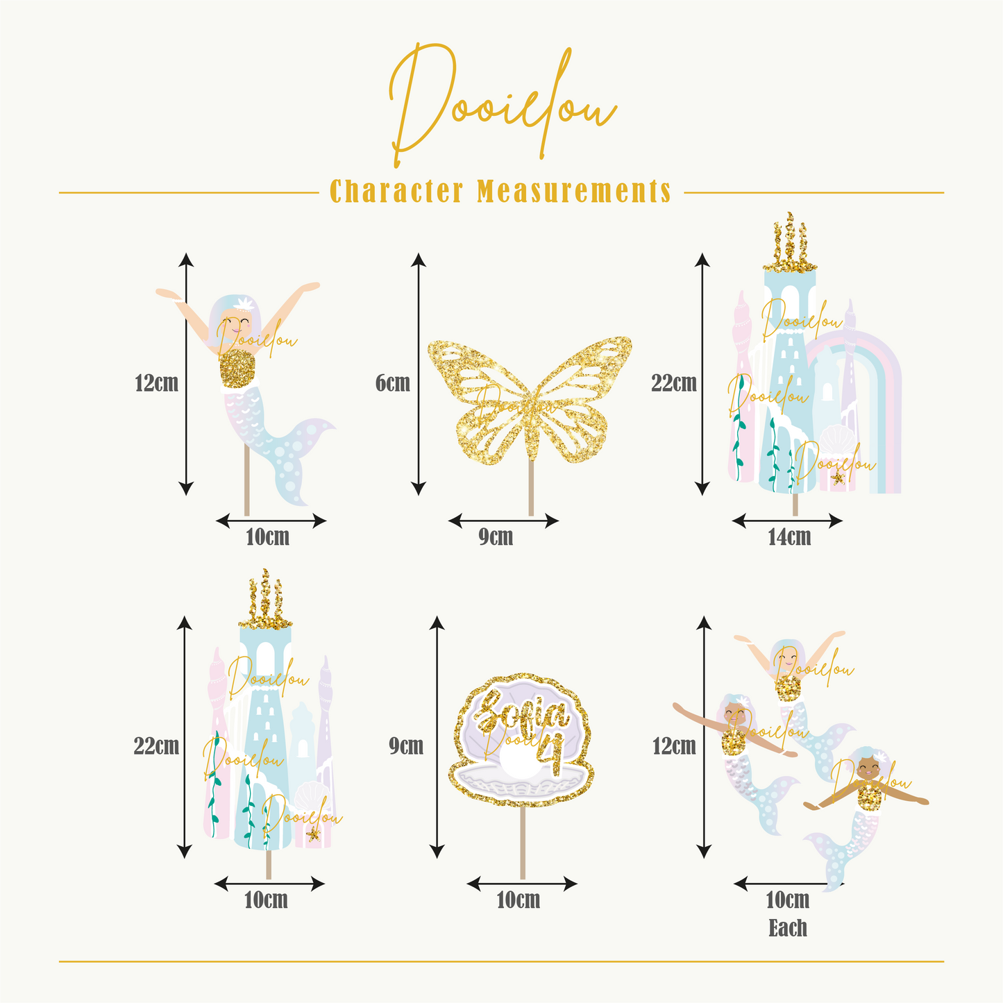 Mermaid Cake Toppers - 3pk